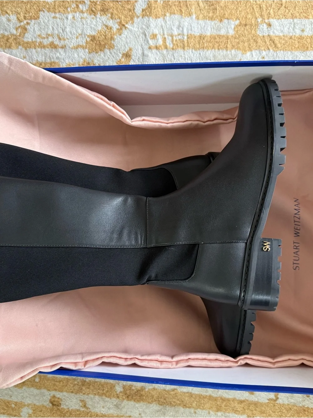 Stuart Weitzman Black City Knee High Leather Boots